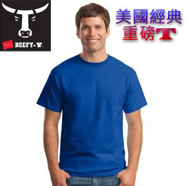 美國HANES.重磅T恤【BEEFY-T-TEES】寶藍色~超重磅數215公克/M2(S)圓筒T＿