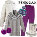 PINK CAN【大尺碼ML/2L/3L超保暖禦寒洗鍊舒適內搭九分褲】紫色(1色可選) 搭配雪靴超好看!