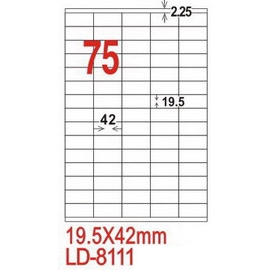 龍德 A4 電腦標籤紙 LD-8111-AR-C 32*70mm 20大張入 (75格) 紅銅版紙