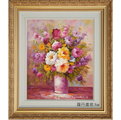 花團錦簇瓶花油畫-6(羅丹畫廊)含框68x78公分(100％手繪)