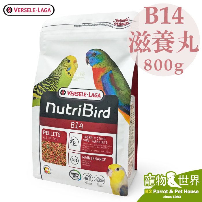 《寵物鳥世界》比利時凡賽爾Versele-Laga 歐樂斯Nutribird B14滋養丸(800G)│小型鳥 中小型鳥 鸚鵡 鳥飼料 BS014