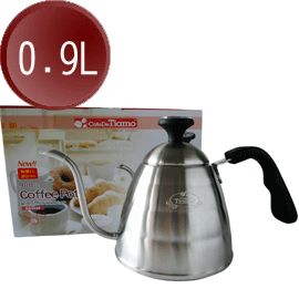 嵐山咖啡豆烘焙專家 Tiamo 0.9L砂光不鏽鋼細口壺手沖壺附溫度計款 HA1635
