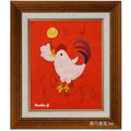 12生肖可愛動物(雞)祥如意油畫-sa38(羅丹畫廊)含框32X37公分(100％手繪)