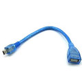 帶屏敝加粗透明mini usb公 / USB母 延長線/傳輸線/充電線/OTG線 (20CM) 短線 **藍** [DMU-00014]