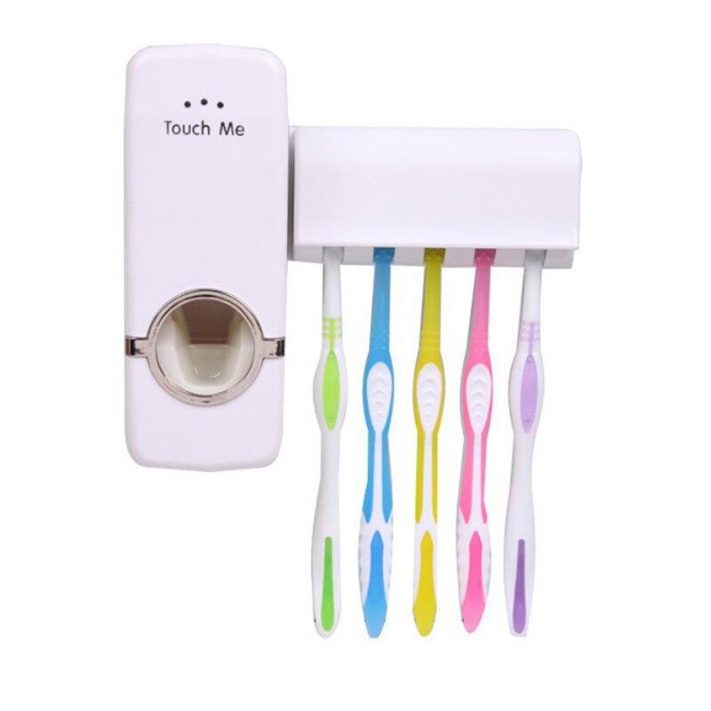 【DN405】全自動擠牙膏器+5支牙刷架 牙膏擠壓器 牙刷組 懶人擠牙膏神器 牙膏收納