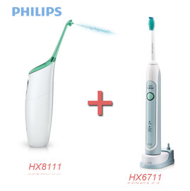 PHILIPS 飛利浦 HX8111 Airfloss 空氣沖牙機 + HX6711 Sonicare美白電動牙刷 組合促銷中