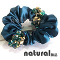 Natural 時尚高雅水晶串 髮束 藍色