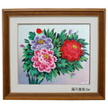 牡丹花/油畫-F3(羅丹畫廊)含框65X75公分(100％手繪)