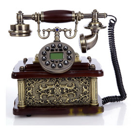 5Cgo【代購七天交貨】歐式電話機 仿古電話機 實木座機電話時尚創意 復古電話機