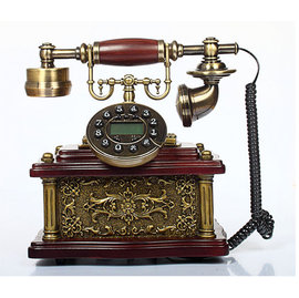 5Cgo【代購七天交貨】高檔歐式仿古電話機田園復古電話機老式古典電話機來電座機電話機 藍屏電話機