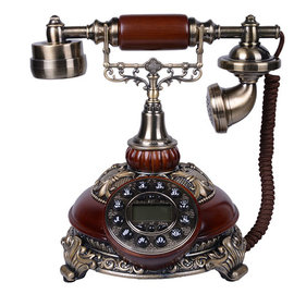 5Cgo【代購七天交貨】新款歐式仿古電話機老式復古時尚工藝電話機家用座機電話機帶來電