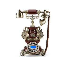 5Cgo【代購七天交貨】歐式電話機 仿古復古電話機 創意大象電話機 實木電話座機