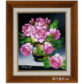 傳情玫瑰花油畫-n4(羅丹畫廊)含框32X37公分(100％手繪)