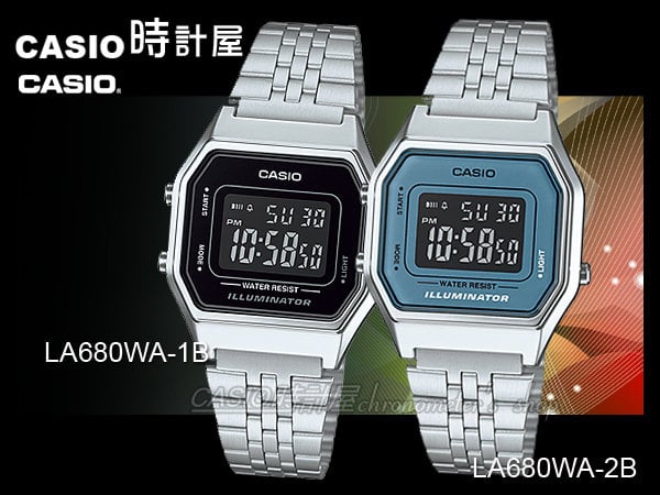 CASIO 時計屋卡西歐電子錶LA680WA 1B/2B 復古時尚女錶日常生活防水保固一年(LA-680WA) - PChome 商店街