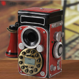 5Cgo【代購七天交貨】19422570773 家用座機電話 愛心收藏古董相機電話機 來電顯示