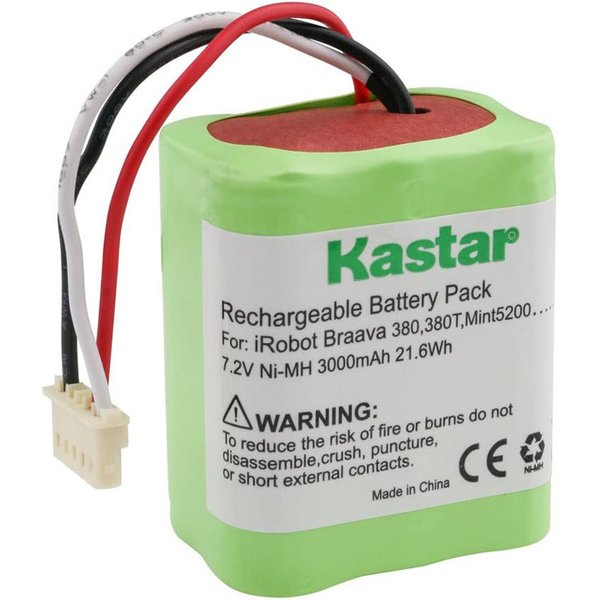 [1入裝] Kastar 3000mAh 7.2V高容量鎳氫電池 適 iRobot Braava 380t 380 Mint 5200 抹地機_cd25