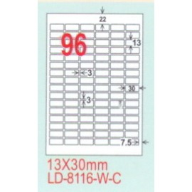 龍德 A4 電腦標籤紙 LD-8116-A-C 13*30mm 20大張入 (96格) 白銅版紙