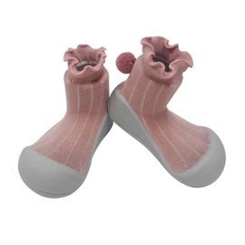 韓國 Attipas 快樂腳襪型學步鞋-粉色小毛球