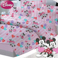 【Disney迪士尼】台灣製造(5.0呎x6.2呎)四件式雙人(100%高級純棉)鋪棉兩用被床包組(米奇與米妮)二色可選-D4MT-Mickey01-戀愛標籤
