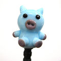 動物系列~粉藍小豬琉璃/手機耳機防塵塞