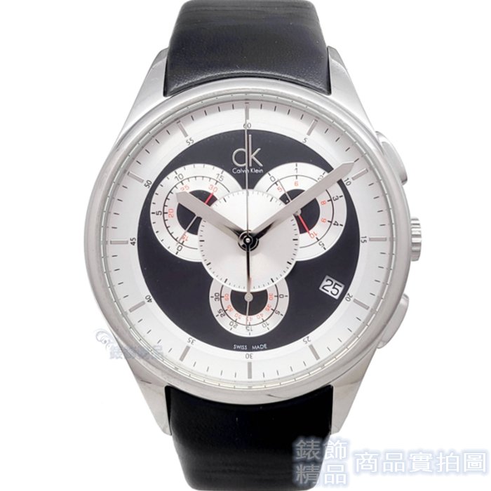 CK Calvin Klein K2A27102手錶 都會時尚 三眼計時碼表 日期 黑皮帶 男錶【錶飾精品】