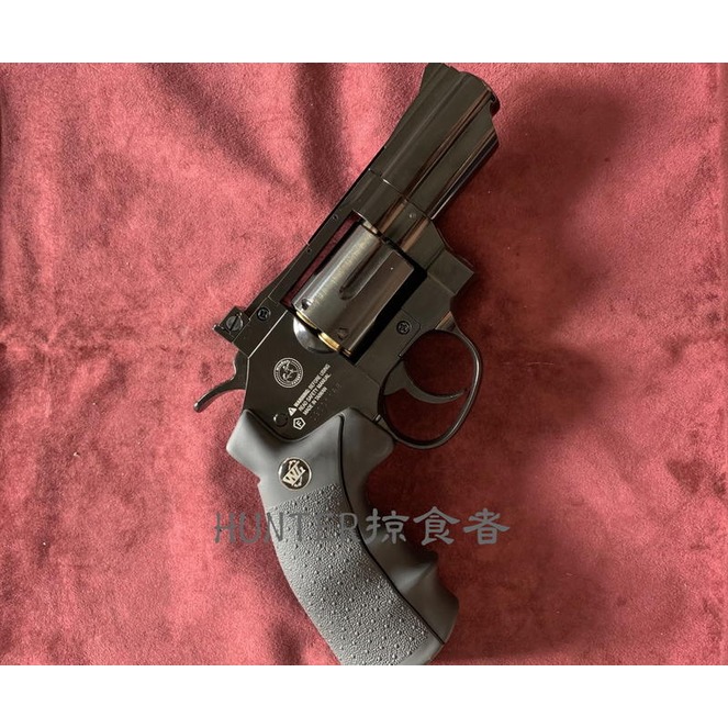 【Hunter】台灣精品WG 4.5mm外銷版可調式擊鎚簧708亮黑色全金屬2.5吋CO2左輪BB槍~國內無售