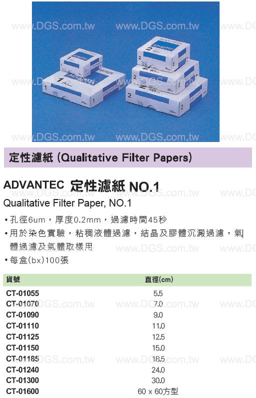 ADVANTEC》定性濾紙NO.1 Qualitative Filter Paper, NO.1 - PChome 商店街