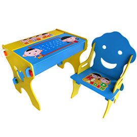 kikimmy 小博士畫板成長學習書桌椅組-微笑藍(BJK020BS)
