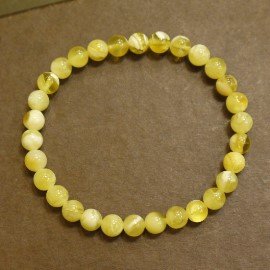 【La luna 銀飾豐華】6~6.5mm波羅的海天然白黃蜜蠟琥珀手珠(G2022)