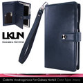 【韓國原裝潮牌 LKUN】Samsung Note3 N900 N9000 專用保護皮套 100%高級牛皮皮套㊣ 多功能潮流風手機皮套&amp;錢包完美結合 (深藍)