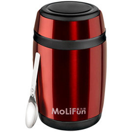 MoliFun魔力坊 不鏽鋼真空保鮮保溫罐/燜燒罐/食物罐550ml-寶石紅(MF0230R)