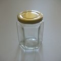 金蓋瓶175ml(六角柱形)/密封罐/玻璃瓶/儲物罐/收納罐/糖果罐/保鮮罐/器皿