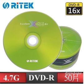錸德 Ritek 空白燒錄片 X版 16X DVD-R 空白光碟片(50片裸裝x1) 50PCS