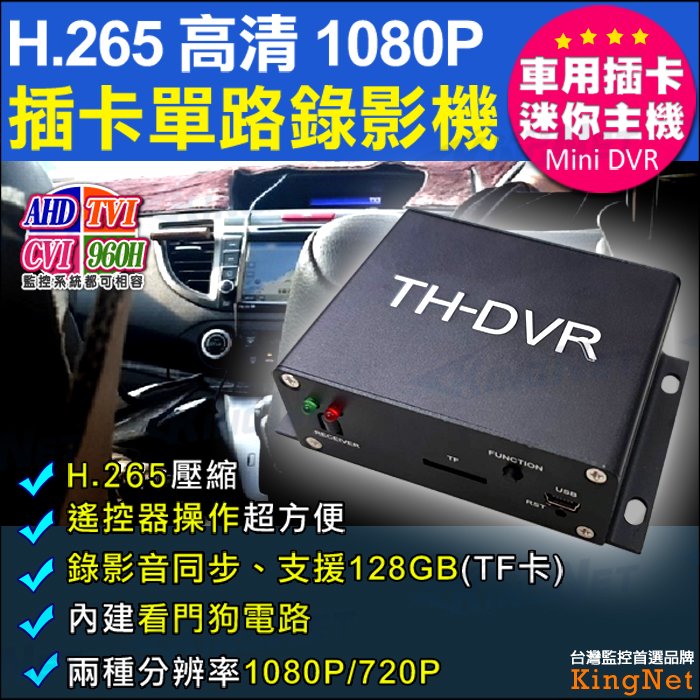 監視器 車用迷你 DVR主機 AHD 1080P H.265 插卡式 錄影/錄音 循環錄影 鏡頭 監視器材