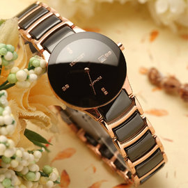 5Cgo【代購七天交貨】35049135226 鑲鑽陶瓷錶白色防水情侶手錶超薄小清新陶瓷手錶