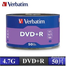 Verbatim 威寶 空白光碟片 銀雀版 16X DVD+R 4.7GB 燒錄片/光碟片(50片裸裝) 50PCS