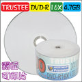 TRUSTEE 100片 霧面可印printable DVD-R 16X / 4.7GB / 130MIN 空白光碟片燒錄片(50片裸縮2入)
