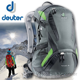【德國 Deuter】Futura 28 輕量 網架式透氣背包.單車背包.登山背包.露營背包.雙肩背包.旅行包_ 34214 黑/綠