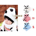 森林寶貝屋~韓版~寶寶熊貓造型帽子~熊貓造型帽+圍巾~嬰兒熊貓造型帽~童帽~外出必備~3色發售