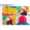 森林寶貝屋~韓款~糖果色~條紋彩虹帽子~寶寶針織帽~兒童毛線帽~秋冬童帽~幼兒套帽~外出必備~2色發售