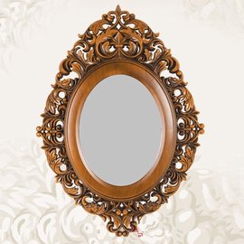 5Cgo 【代購七天交貨】15834971582 歐式古典浮花形鏡浴室廁所鏡個性梳妝鏡造型壁飾立鏡