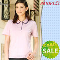 【瑞多仕-RATOPS】女款 Coolmax 直條布短袖排汗POLO衫.休閒衫.T恤.排汗衣/吸濕.快乾.抗UV.降溫.隔熱 / DB7824 淺粉紫 V