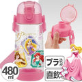 《軒恩株式會社》迪士尼公主 日本進口 480ml 透明瓶身 直飲式 水壺 附姓名貼 背帶 392139