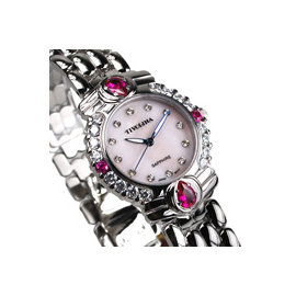 LAW3711PS TIVOLINA古典風華耀眼鑽錶,銀色不鏽鋼藍寶石水晶玻璃27mm防水30M白粉面女錶