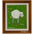 12生肖可愛動物(羊)洋得意油畫-mas19(羅丹畫廊)含框32X37公分(100％手繪)