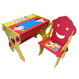 kikimmy 小博士畫板成長學習書桌椅組-微笑紅(BJK020RS)