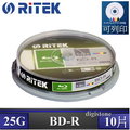 錸德 Ritek 光碟空白片 藍光 Blu-ray X版 BD-R 6X 25GB 珍珠白滿版可印片 10P布丁桶