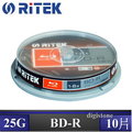 錸德 Ritek 光碟空白片 藍光 Blu-ray X版 BD-R 6X 25GB X 10P布丁桶