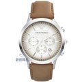 【錶飾精品】ARMANI手錶 亞曼尼表 計時 日期 銀面咖啡皮帶男錶 AR2471 全新原廠正品