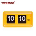 TWEMCO 機械式翻頁鐘 德國機芯 方形可壁掛及桌放 QT-30 黃色